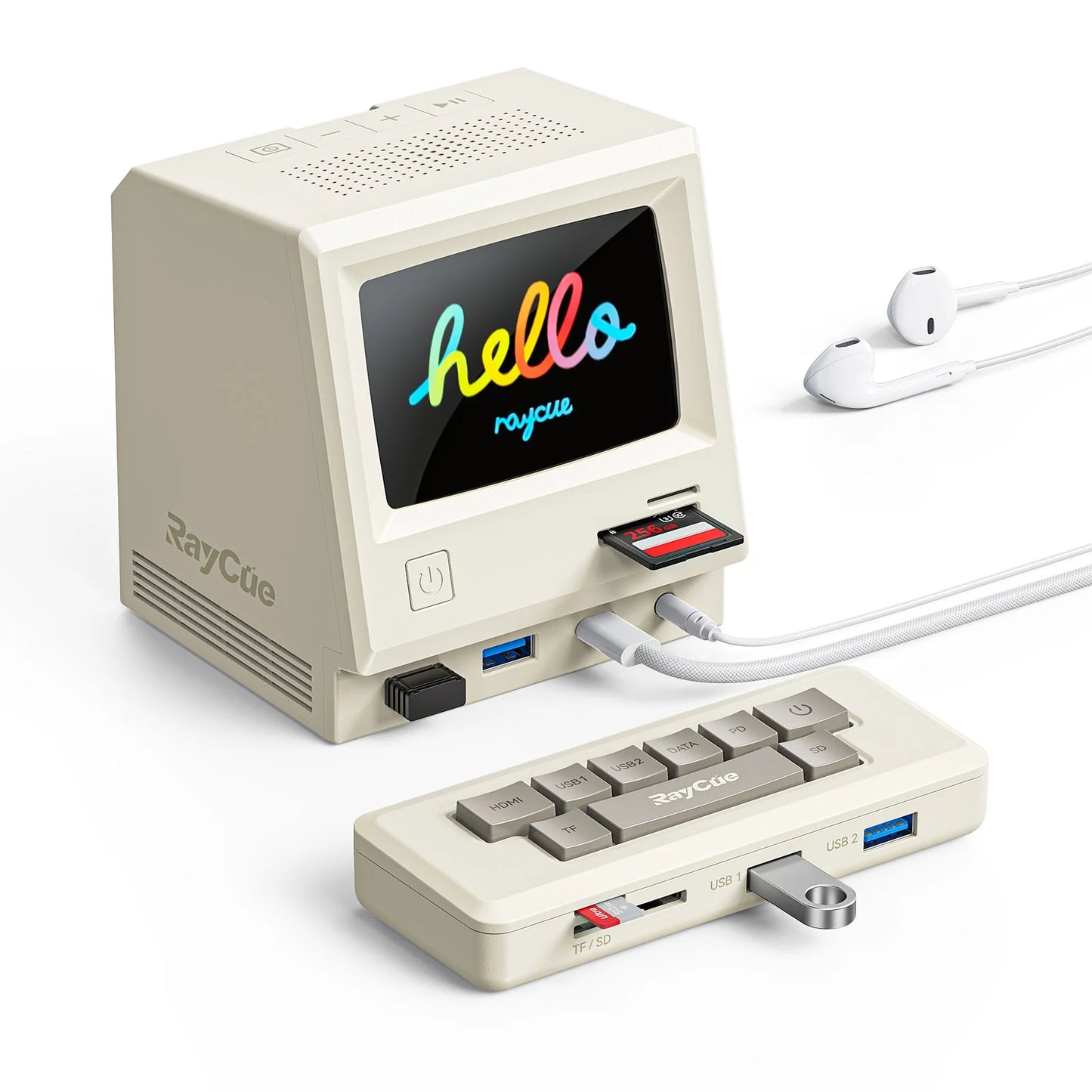 RetroHub Buddy – 13-in-1 Retro Macintosh Dock with Display | Triple 4K, USB-C Hub for MacBook & More 🖥️🔌