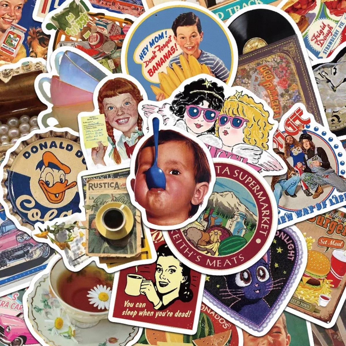 American Vintage Style Stickers Pack
